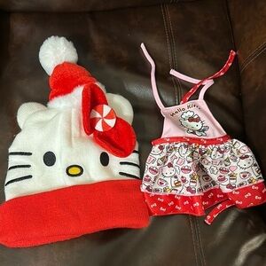 Hello Kitty Hat and Doll outfit Festive Red and White Set